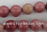 CWF16 15.5 inches 14mm round pink wooden fossil jasper beads wholesale