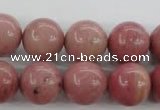 CWF17 15.5 inches 16mm round pink wooden fossil jasper beads wholesale