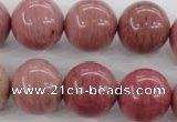 CWF18 15.5 inches 18mm round pink wooden fossil jasper beads wholesale