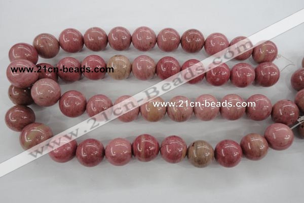 CWF18 15.5 inches 18mm round pink wooden fossil jasper beads wholesale