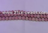 CWF20 15.5 inches 4mm round matte pink wooden fossil jasper beads