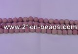 CWF21 15.5 inches 6mm round matte pink wooden fossil jasper beads