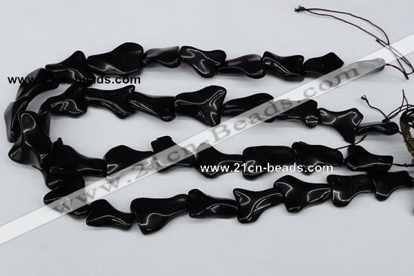 CWG01 15.5 inches 18*25mm wavy freeform black agate gemstone beads