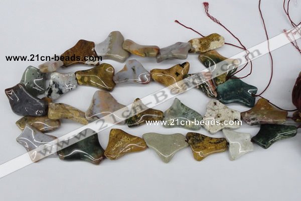 CWG02 15.5 inches 25*33mm wavy freeform ocean agate gemstone beads