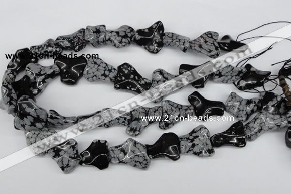 CWG06 15.5 inches 25*33mm wavy freeform snowflake obsidian beads