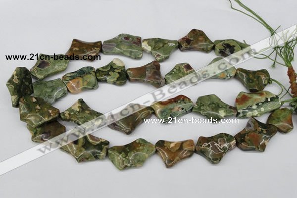 CWG08 15.5 inches 25*33mm wavy freeform rhyolite gemstone beads