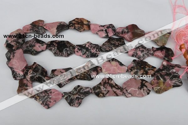 CWG09 15.5 inches 25*33mm wavy freeform rhodonite gemstone beads