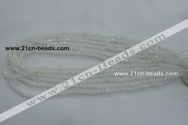 CWH01 15.5 inches 4mm faceted round white jade beads wholesale