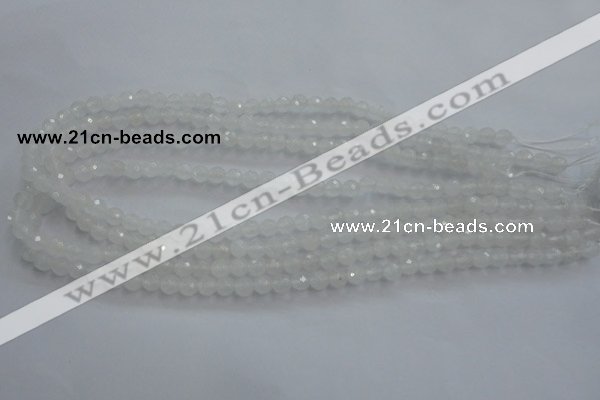 CWH02 15.5 inches 6mm faceted round white jade beads wholesale