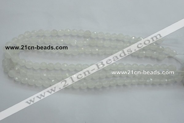 CWH03 15.5 inches 8mm faceted round white jade beads wholesale