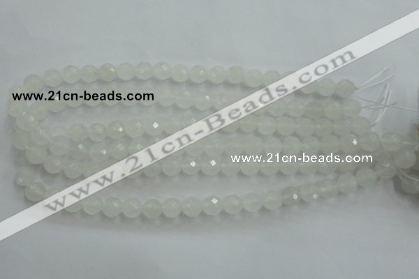 CWH04 15.5 inches 10mm faceted round white jade beads wholesale