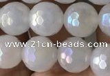 CWH61 15.5 inches 8mm faceted round AB-color white jade beads