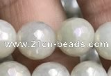 CWH72 15.5 inches 10mm faceted round AB-color white jade beads