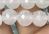 CWH78 15.5 inches 8mm faceted round white jade beads wholesale