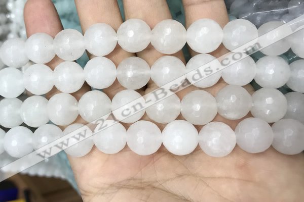 CWH80 15.5 inches 12mm faceted round white jade beads wholesale