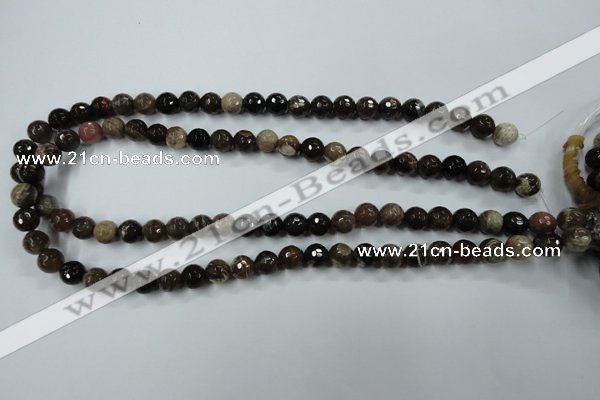 CWJ211 15.5 inches 6mm faceted round wood jasper gemstone beads