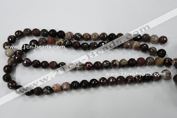 CWJ213 15.5 inches 10mm faceted round wood jasper gemstone beads