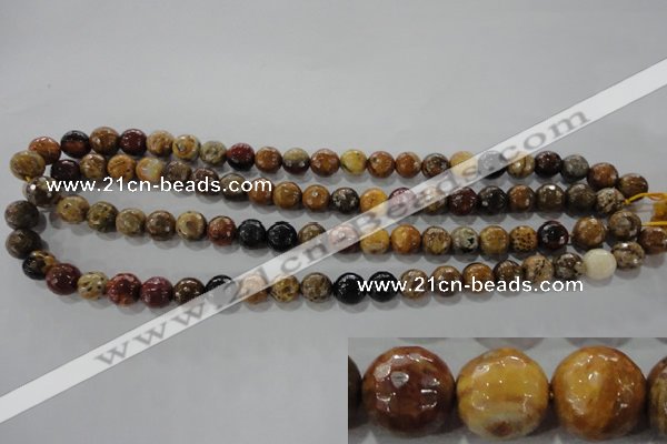 CWJ302 15.5 inches 8mm faceted round wood jasper gemstone beads