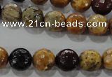 CWJ304 15.5 inches 10mm faceted round wood jasper gemstone beads