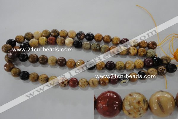 CWJ305 15.5 inches 11mm faceted round wood jasper gemstone beads