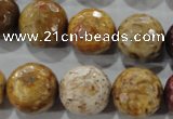 CWJ309 15.5 inches 16mm faceted round wood jasper gemstone beads