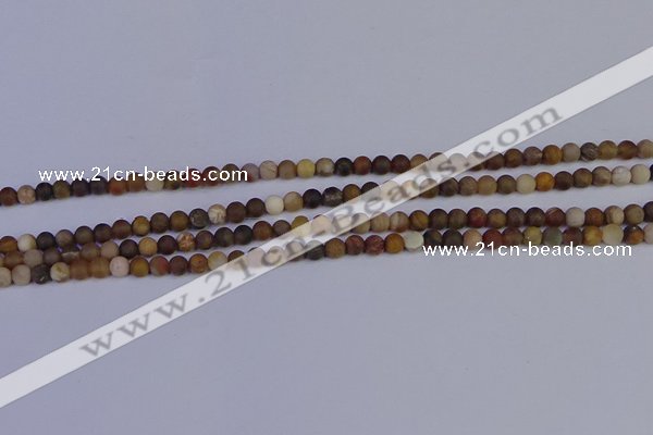 CWJ410 15.5 inches 4mm round matte wood jasper beads wholesale