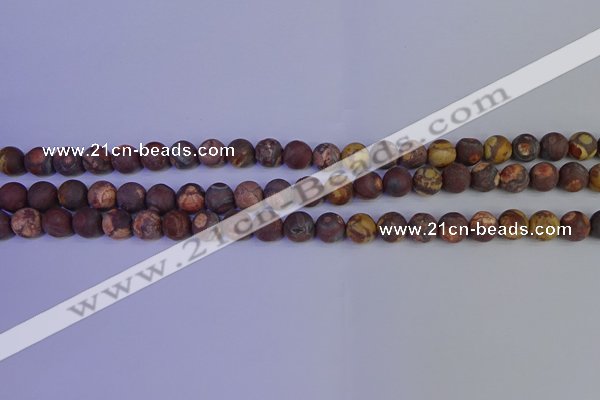 CWJ421 15.5 inches 6mm round matte wood eye jasper beads