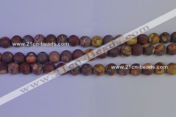 CWJ424 15.5 inches 12mm round matte wood eye jasper beads