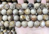 CWJ455 15.5 inches 14mm faceted round wood jasper beads wholesale