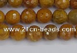 CWJ469 15.5 inches 6mm faceted round yellow petrified wood jasper beads