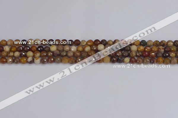 CWJ475 15.5 inches 4mm faceted round wood jasper gemstone beads