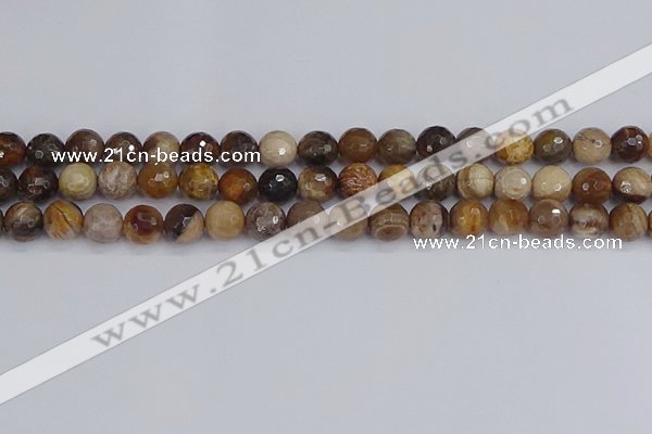 CWJ477 15.5 inches 8mm faceted round wood jasper gemstone beads