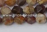 CWJ484 15.5 inches 8mm faceted nuggets wood jasper beads