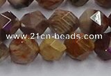 CWJ493 15.5 inches 12mm faceted nuggets wood jasper beads