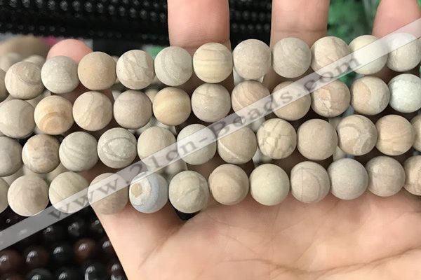 CWJ523 15.5 inches 10mm round matte wooden jasper beads wholesale