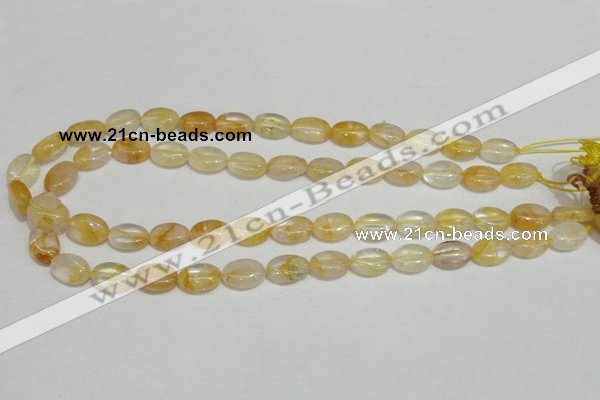 CYC01 15.5 inches 10*14mm oval yellow crystal quartz beads