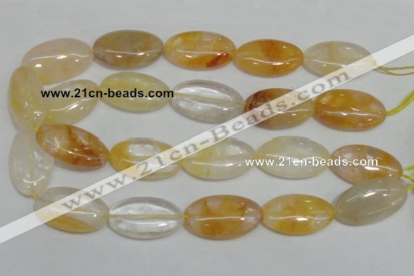 CYC04 15.5 inches 20*35mm oval yellow crystal quartz beads