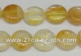 CYC05 15.5 inches 16mm flat round yellow crystal quartz beads