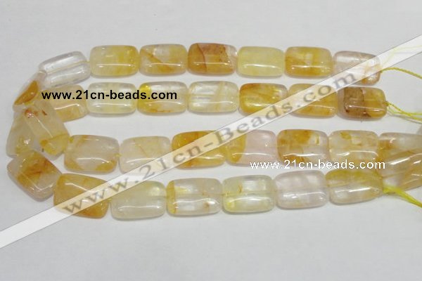 CYC10 15.5 inches 18*25mm rectangle yellow crystal quartz beads