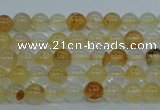 CYC101 15.5 inches 6mm round yellow crystal quartz beads