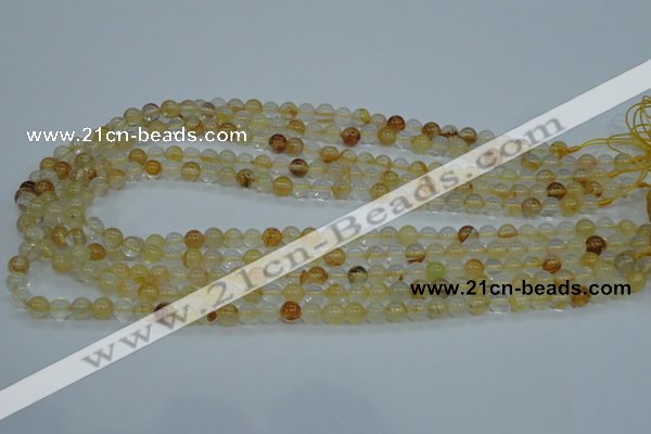 CYC101 15.5 inches 6mm round yellow crystal quartz beads