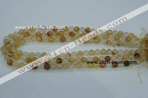 CYC102 15.5 inches 8mm round yellow crystal quartz beads