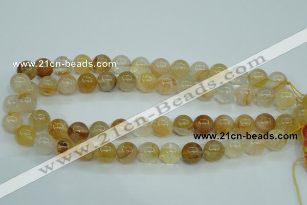 CYC105 15.5 inches 14mm round yellow crystal quartz beads