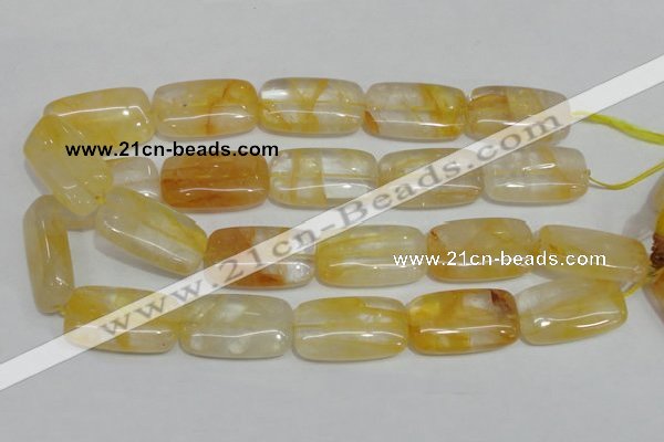 CYC11 15.5 inches 20*35mm rectangle yellow crystal quartz beads