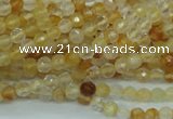 CYC110 15.5 inches 4mm faceted round yellow crystal quartz beads