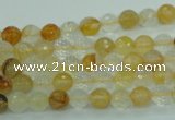 CYC112 15.5 inches 6mm faceted round yellow crystal quartz beads