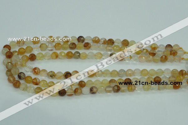 CYC113 15.5 inches 8mm faceted round yellow crystal quartz beads