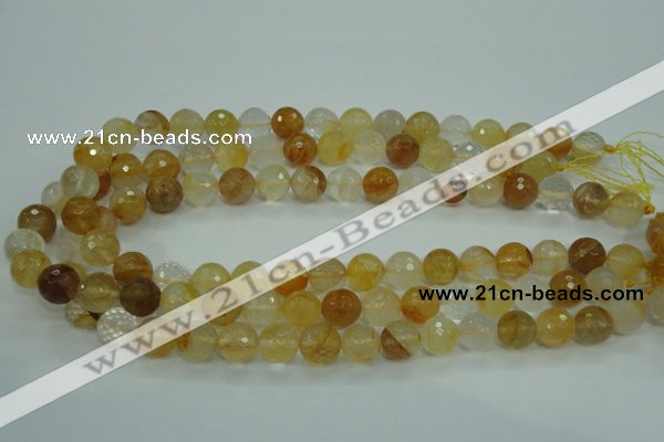 CYC115 15.5 inches 12mm faceted round yellow crystal quartz beads