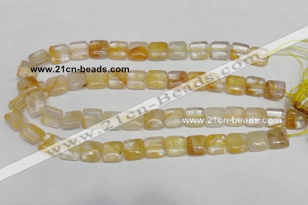 CYC12 15.5 inches 14*14mm square yellow crystal quartz beads