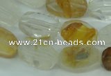 CYC126 15.5 inches 10*18mm faceted nuggets yellow crystal quartz beads